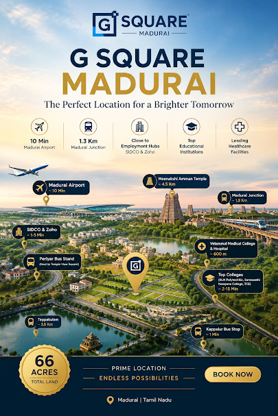 G Square Madurai location map - Kappalur, Velammal, Mandela Nagar and Periyar